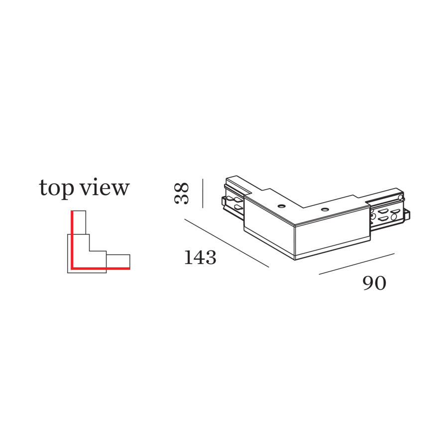 L-Verbinder 3-Phasen Schiene | rechts | weiß