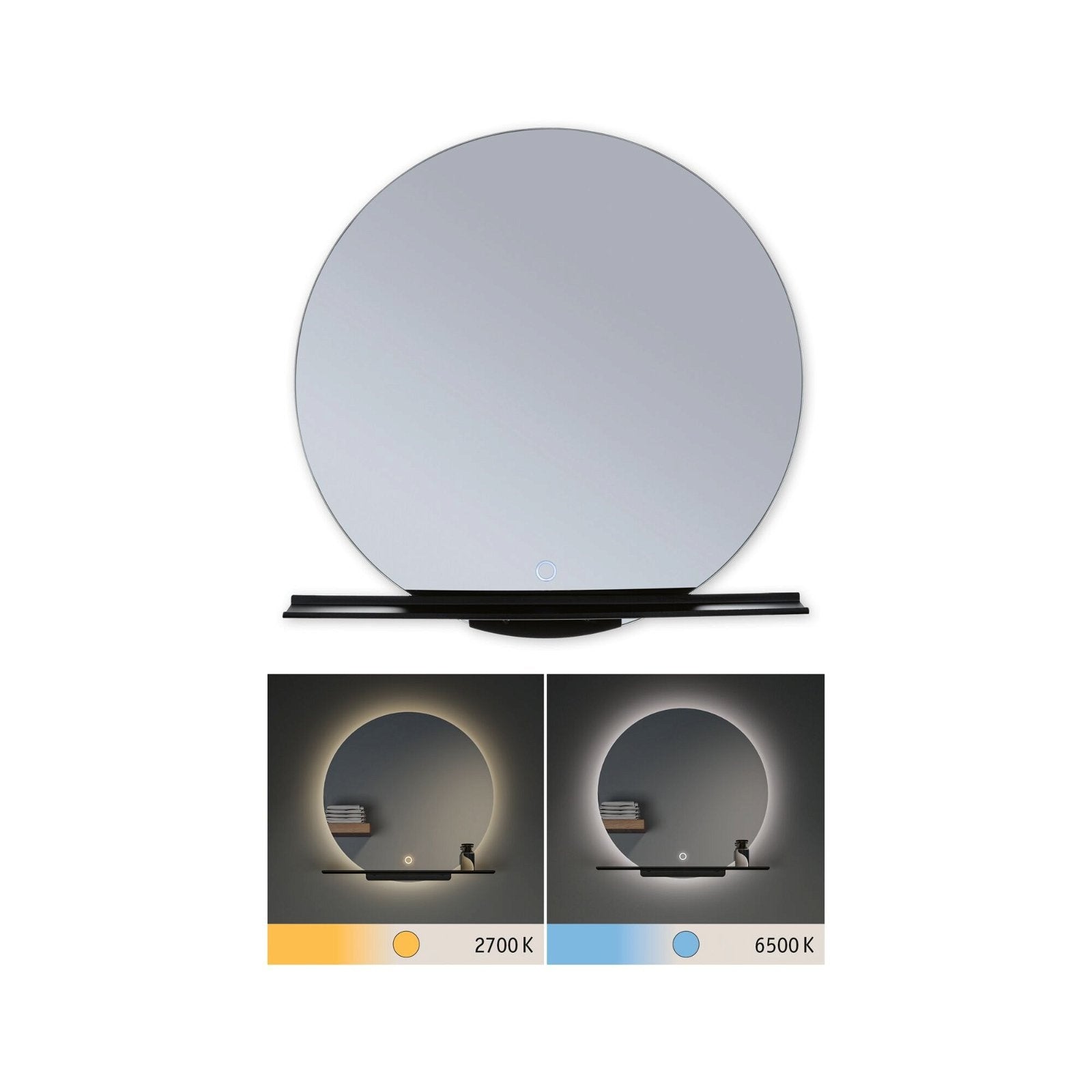  LED Leuchtspiegel Miro  IP44 Tunable White 500lm 230V 11W Spiegel/Schwarz matt