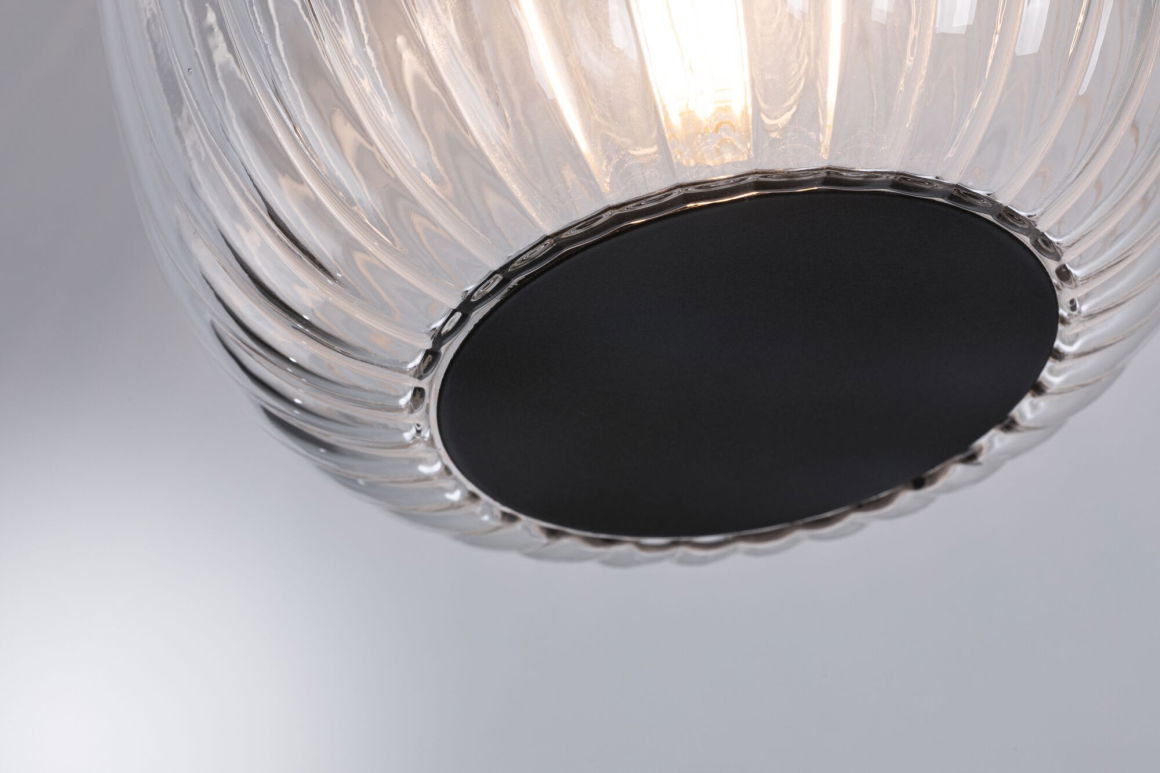 LED Deckenleuchte Ruya  IP44 E14 230V max. 20W dimmbar Glas/Schwarz matt - Paulmann - lightnox.de