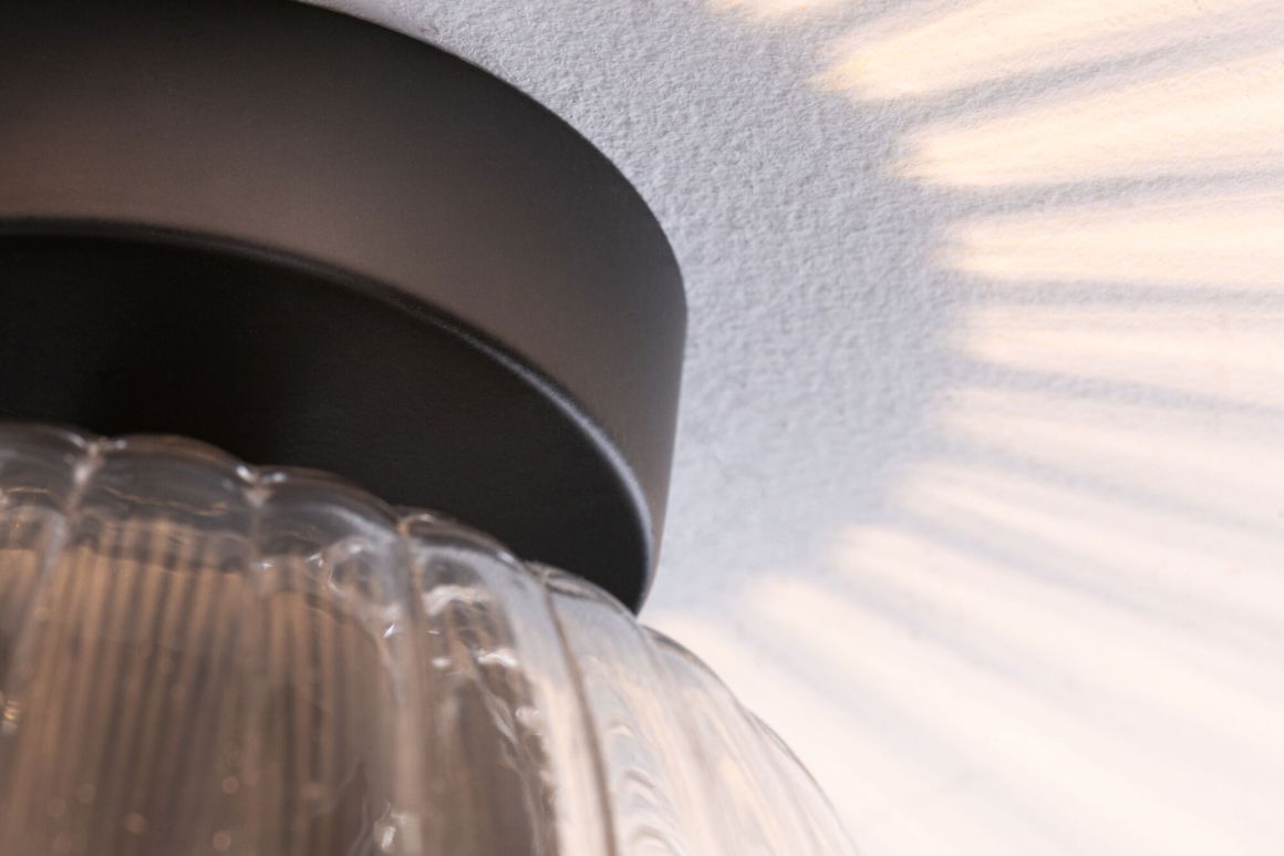 LED Deckenleuchte Ruya  IP44 E14 230V max. 20W dimmbar Glas/Schwarz matt - Paulmann - lightnox.de