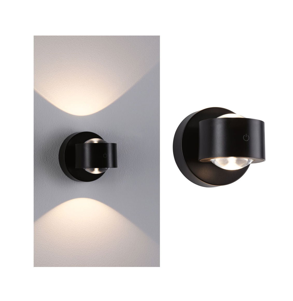 Applique murale LED sur batterie Zorik IP44 dimmable 2700K 100mm 2x1,1W Noir