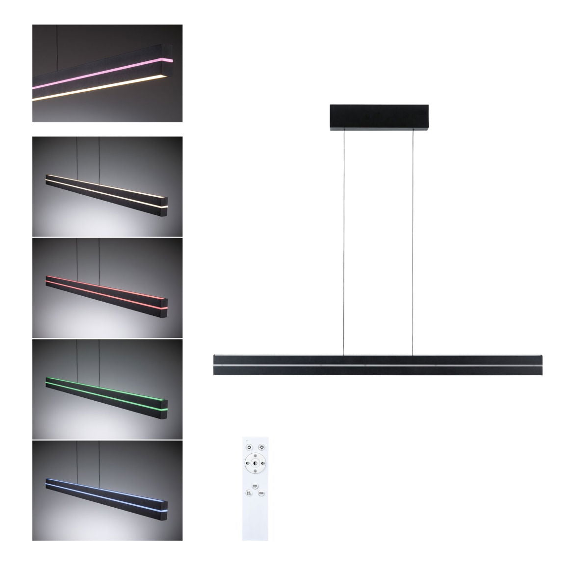 LED Pendelleuchte Raiko  RGBW+ 2300lm / 370lm 19W / 6W Schwarz