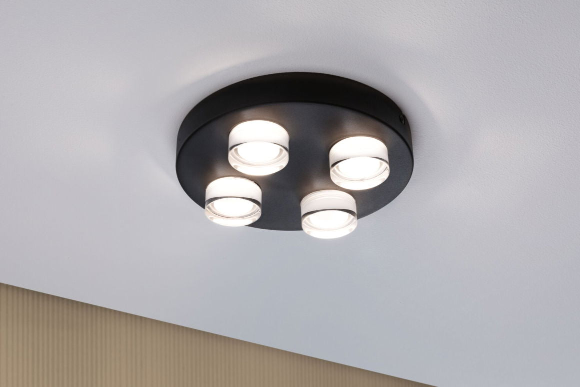 Selection Bathroom Wand-/Deckenleuchte Kame IP44 3000K 4x2000lm 230V 4x4,2W Signalschwarz