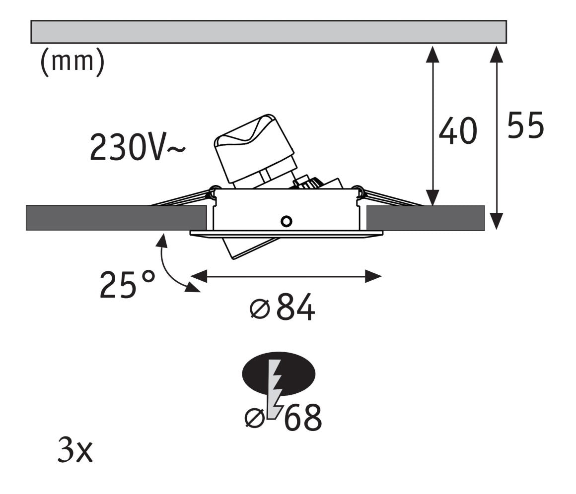 LED Einbauleuchte Nova GU10 Flat schwenkbar 3x4,9W 3x550lm 230V 2700 Kelvin