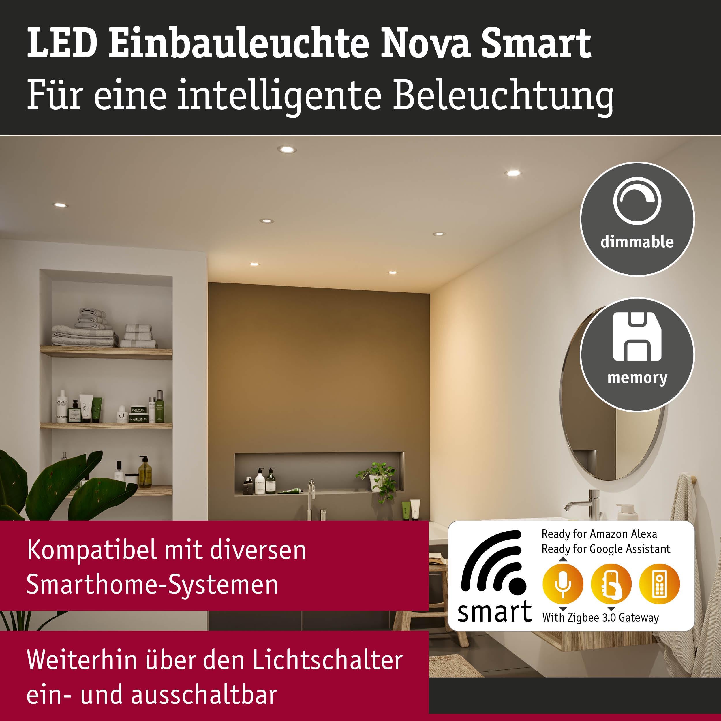 LED Einbauleuchte Nova Coin IP44 rund 78mm RGBW+ 3x6W 3x500lm 230V Weiß matt Aluminium