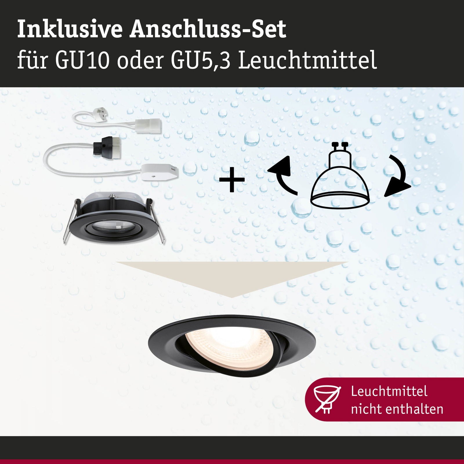 Einbauleuchte Nova Plus schwenkbar IP65 rund 93mm 30° GU5,3 / GU10 max. 35W 230/12V dimmbar Schwarz matt