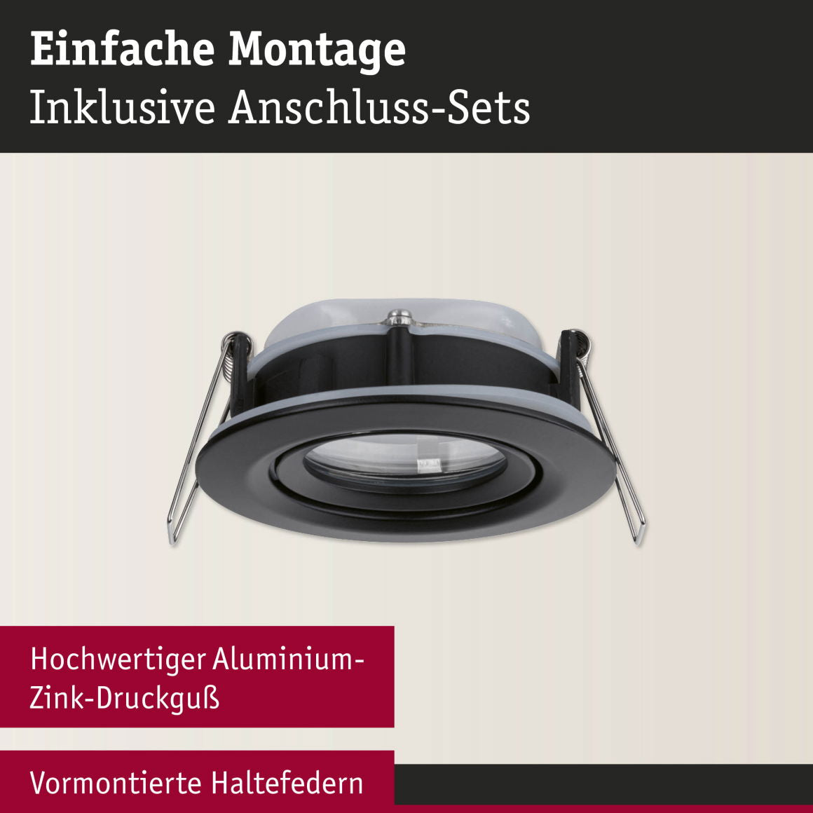 Einbauleuchte Nova Plus schwenkbar IP65 rund 93mm 30° GU5,3 / GU10 max. 35W 230/12V dimmbar Schwarz matt