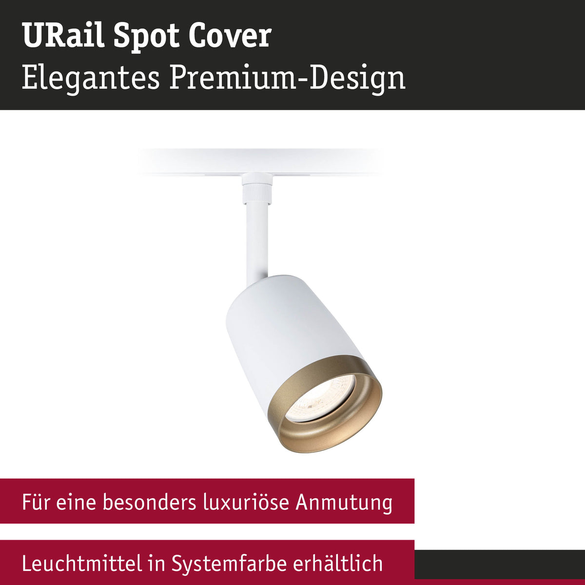 URail Schienenspot Cover Einzelspot GU10 max. 10W 230V Signalweiß/Gold matt