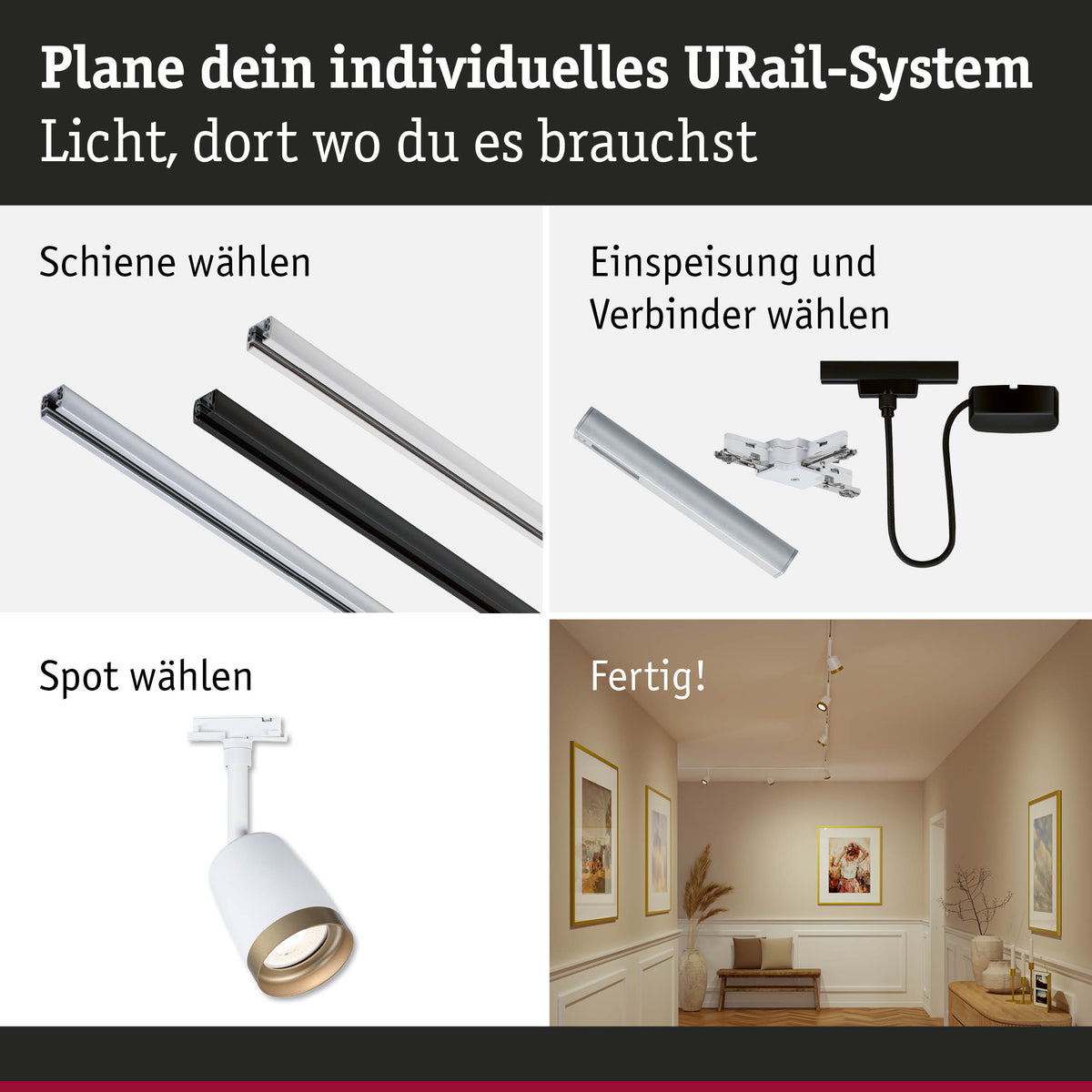 URail Schienenspot Cover Einzelspot GU10 max. 10W 230V Signalweiß/Gold matt