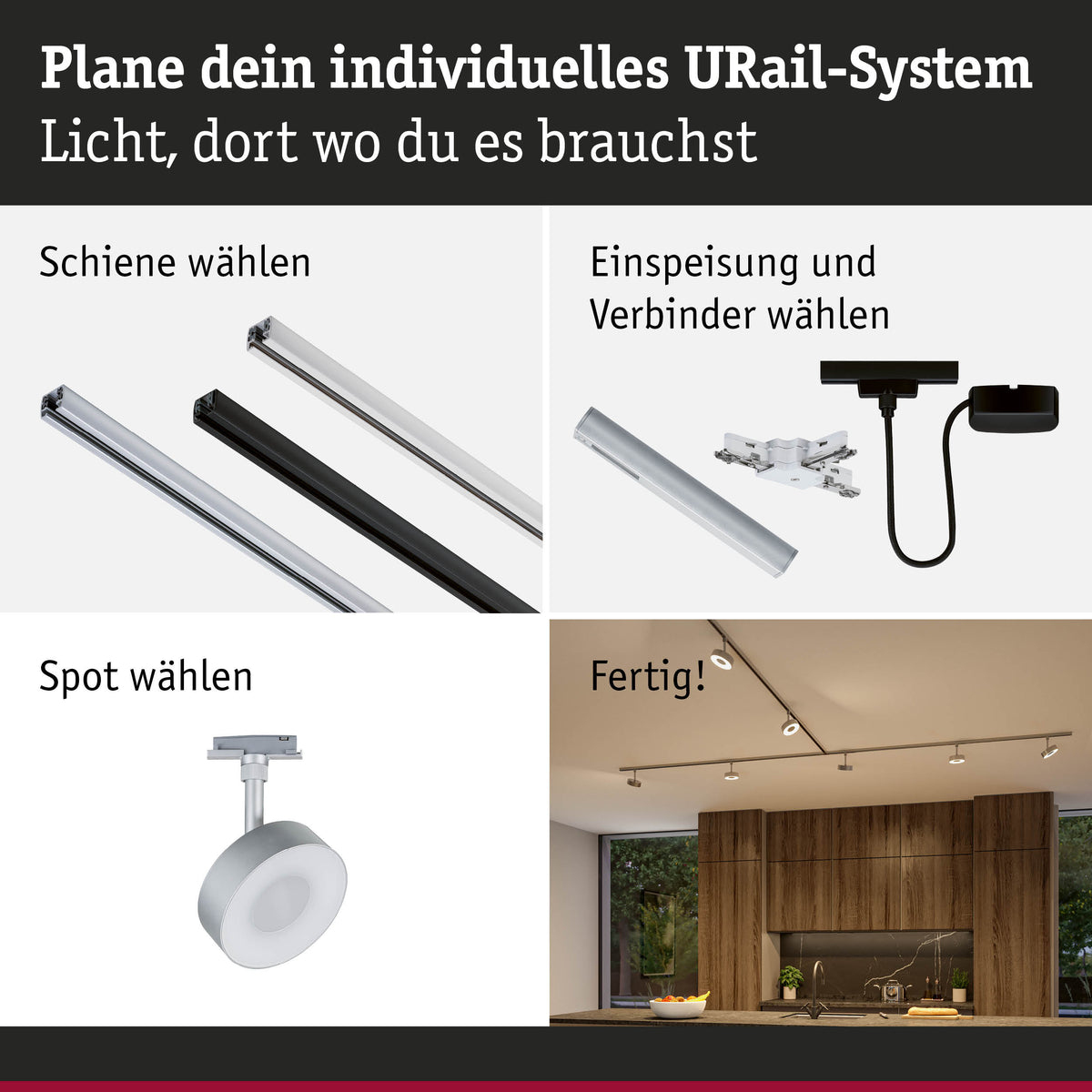 URail Schienenspot Circle 220lm 5W White Select dimmbar 230V Chrom matt
