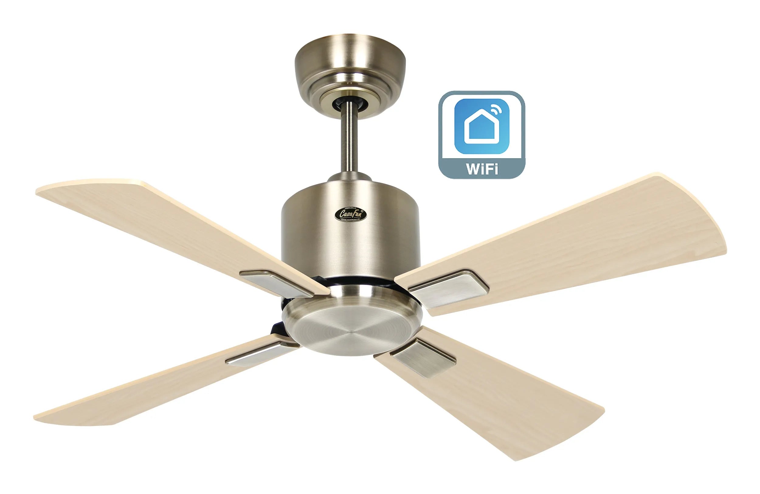 CasaFan ECO NEO III 92 WiFi – Messing antik, Ahorn/Buche