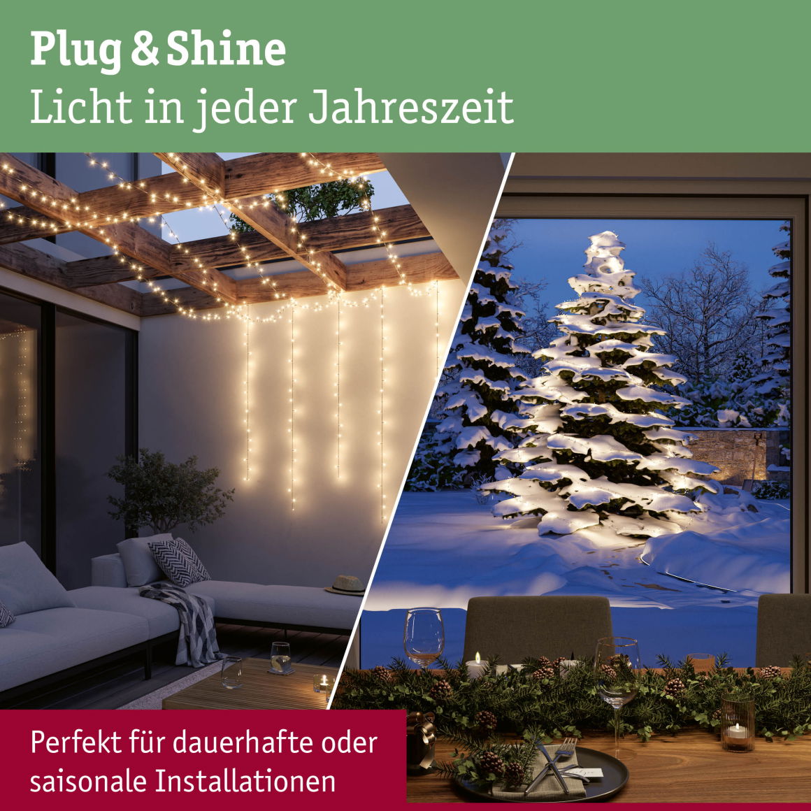 Plug & ShineLED Lichterkette Yuna Warmweiß 7,4m IP44 1,3W Schwarz