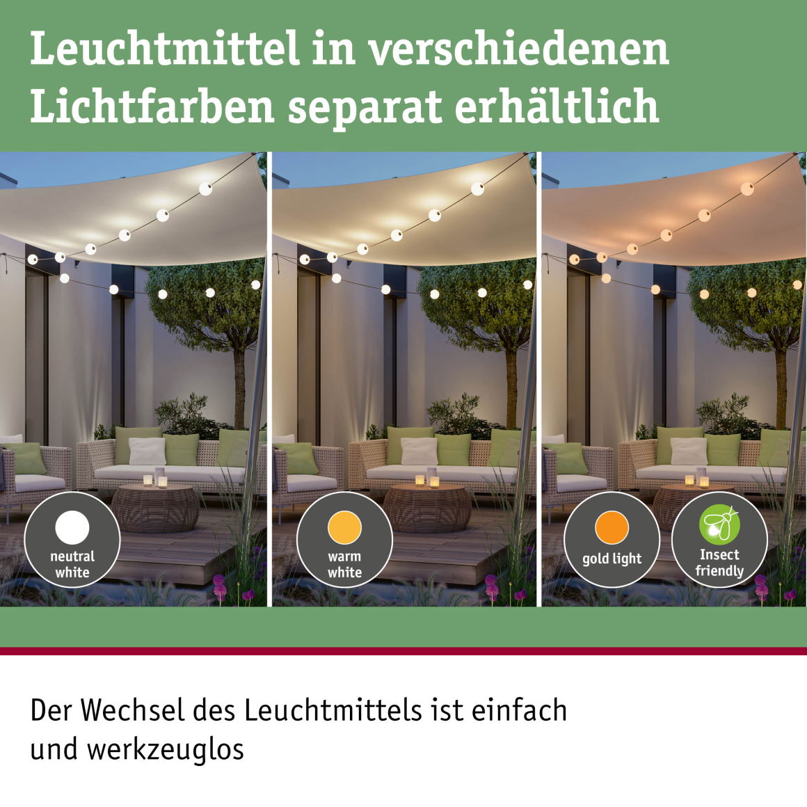 Plug & ShineLED Lichterkette Naima Erweiterungsset IP67 3000K 3x1W 1,71m Schwarz