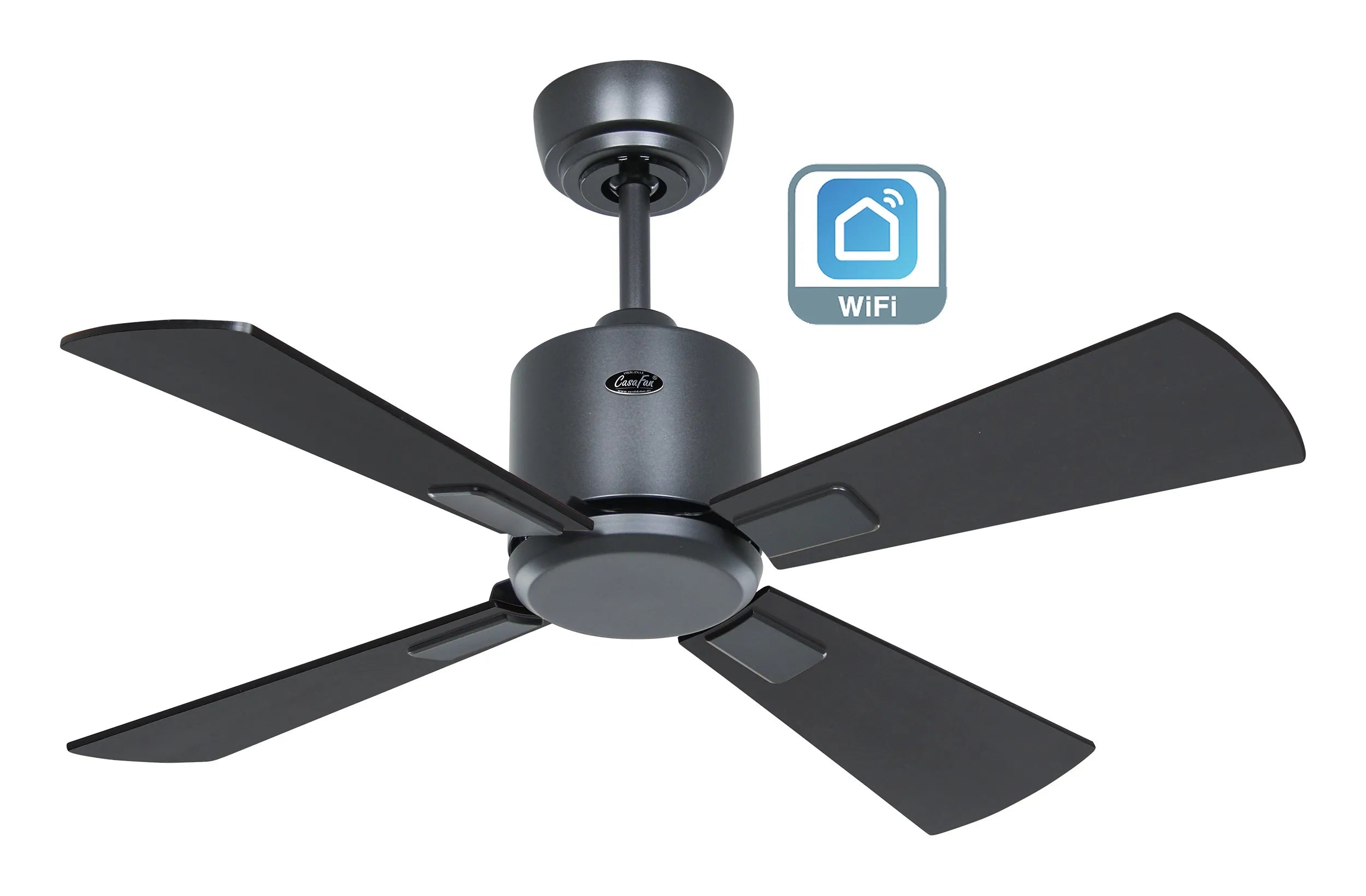 CasaFan ECO NEO III 92 WiFi – Lack basaltgrau, Lack schwarz/Teak