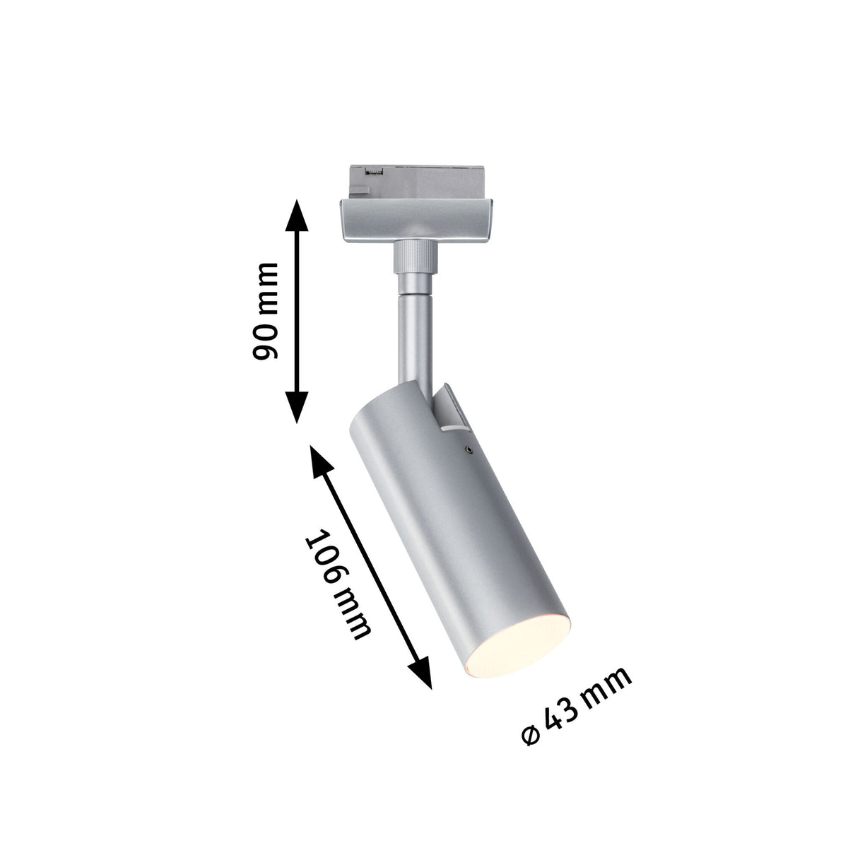URail Schienenspot 3-Step-Dim Tubo Einzelspot 190lm 4W 3000K dimmbar 230V Chrom matt
