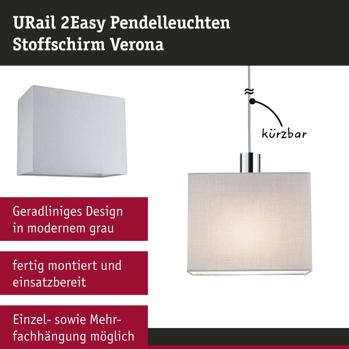 URail Schirm 2Easy Verona 250x200mm Grau