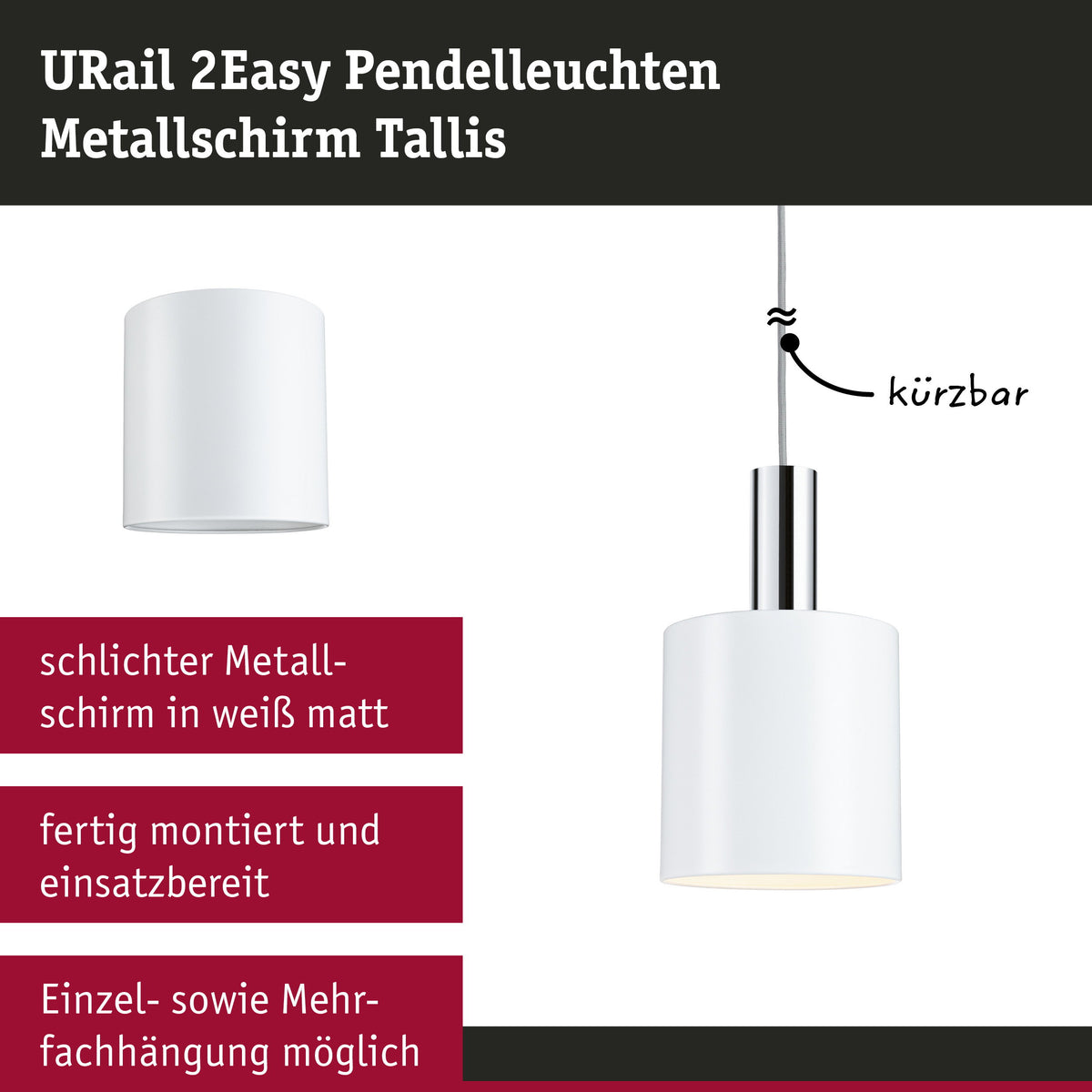 URail Schirm 2Easy Tallis 160mm Weiß matt