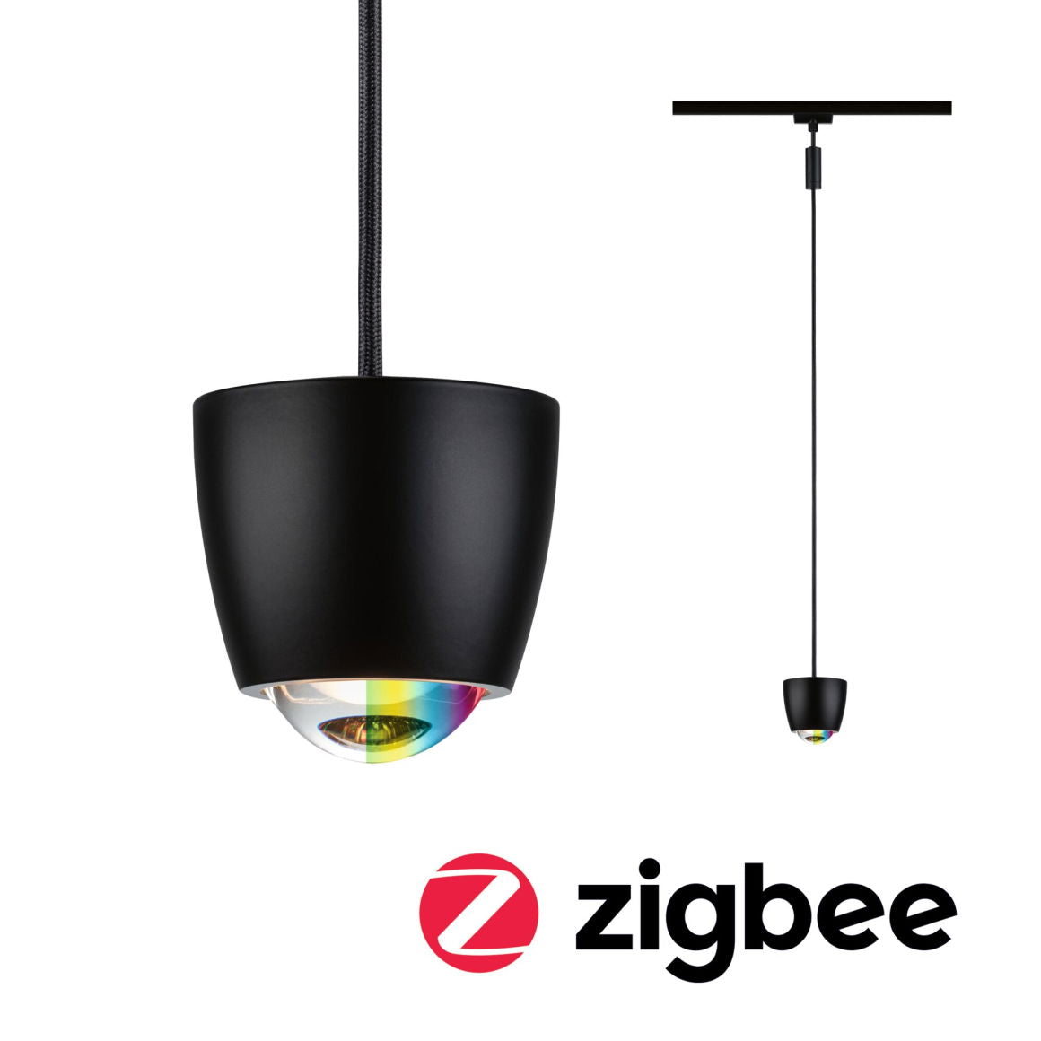 URail Pendel Smart Home Zigbee 3.0 Tyros RGBW  200lm 4,5W RGBW+ dimmbar 230V Schwarz matt