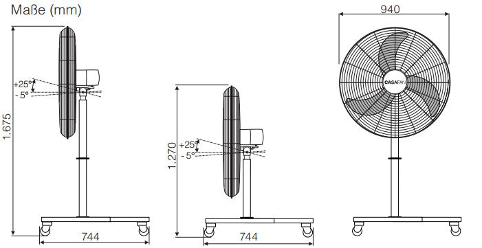 Mobiler Standventilator WM-S 9 Silent Power IP54