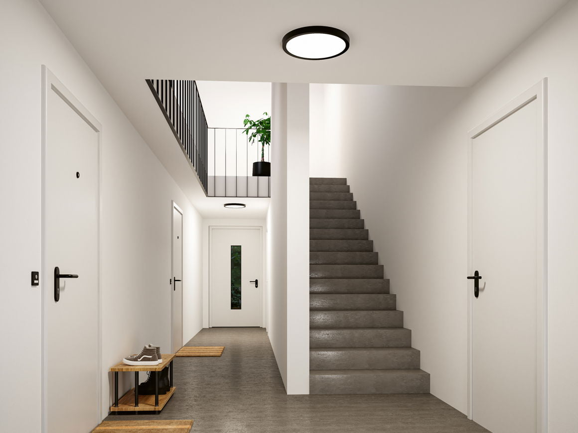 LED Panel Abia 2 White Select Dämmerungsgesteuerter Bewegungsmelder (HF) rund 400mm 16W 1400lm 2700 - 4000K Schwarz