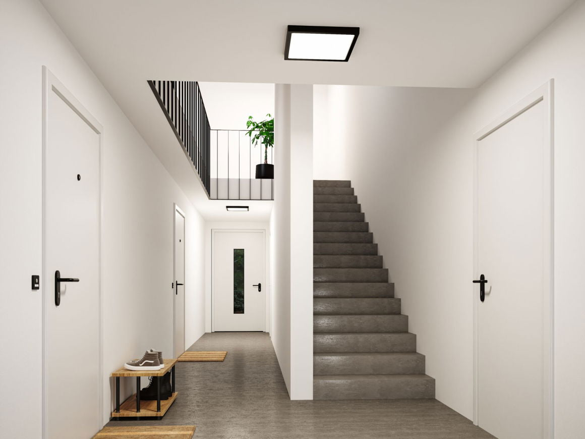 LED Panel Abia 2 White Select Dämmerungsgesteuerter Bewegungsmelder (HF) eckig 400x400mm 16W 1400lm 2700 - 4000K Schwarz