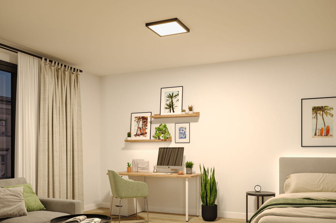 LED Panel Abia 2 White Select Dämmerungsgesteuerter Bewegungsmelder (HF) eckig 400x400mm 16W 1400lm 2700 - 4000K Schwarz