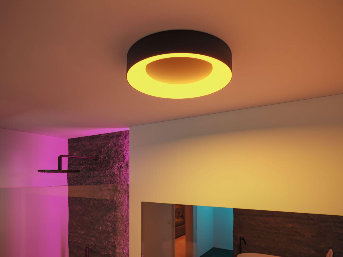 LED Deckenleuchte Smart Home Zigbee 3.0 Casca IP44 RGBW+ 1750lm 230V 20W dimmbar Schwarz matt