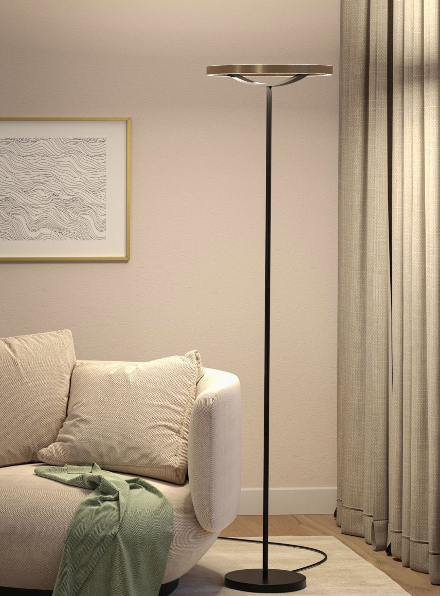 LED Stehleuchte 3-Step-Dim Melira 2700K 1570mm 1025lm 17,5W Schwarz matt/Gold
