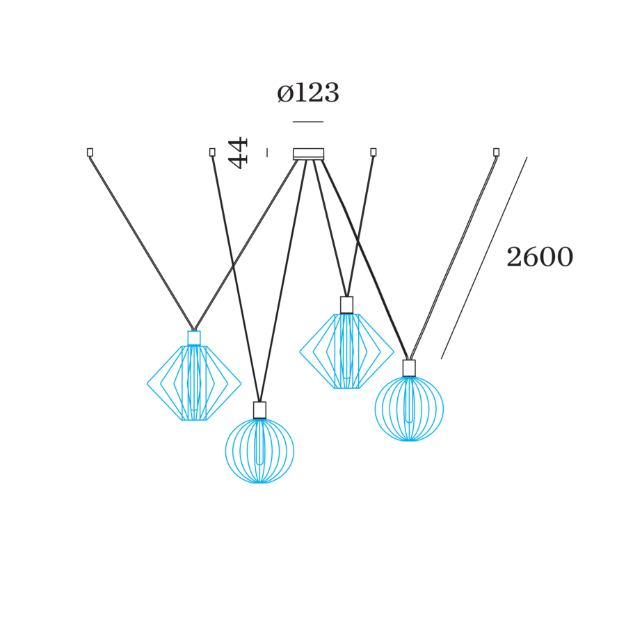 Wiro Ceiling Susp Set Decenter 4.0 E27