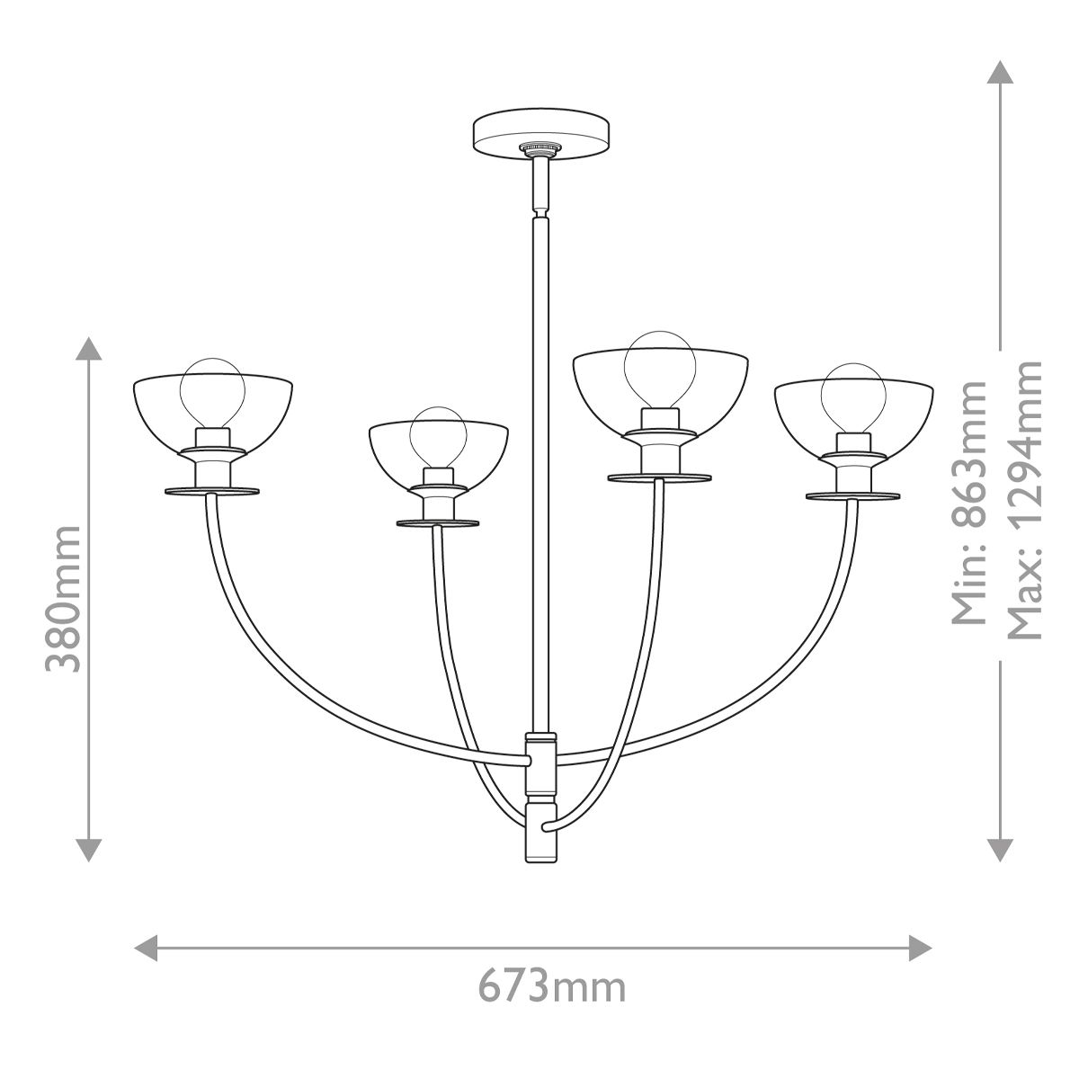 Alora Mood Sylvia 4 l Kronleuchter - Gebürstet - Elsteadlighting - leuchtengrosshandel24