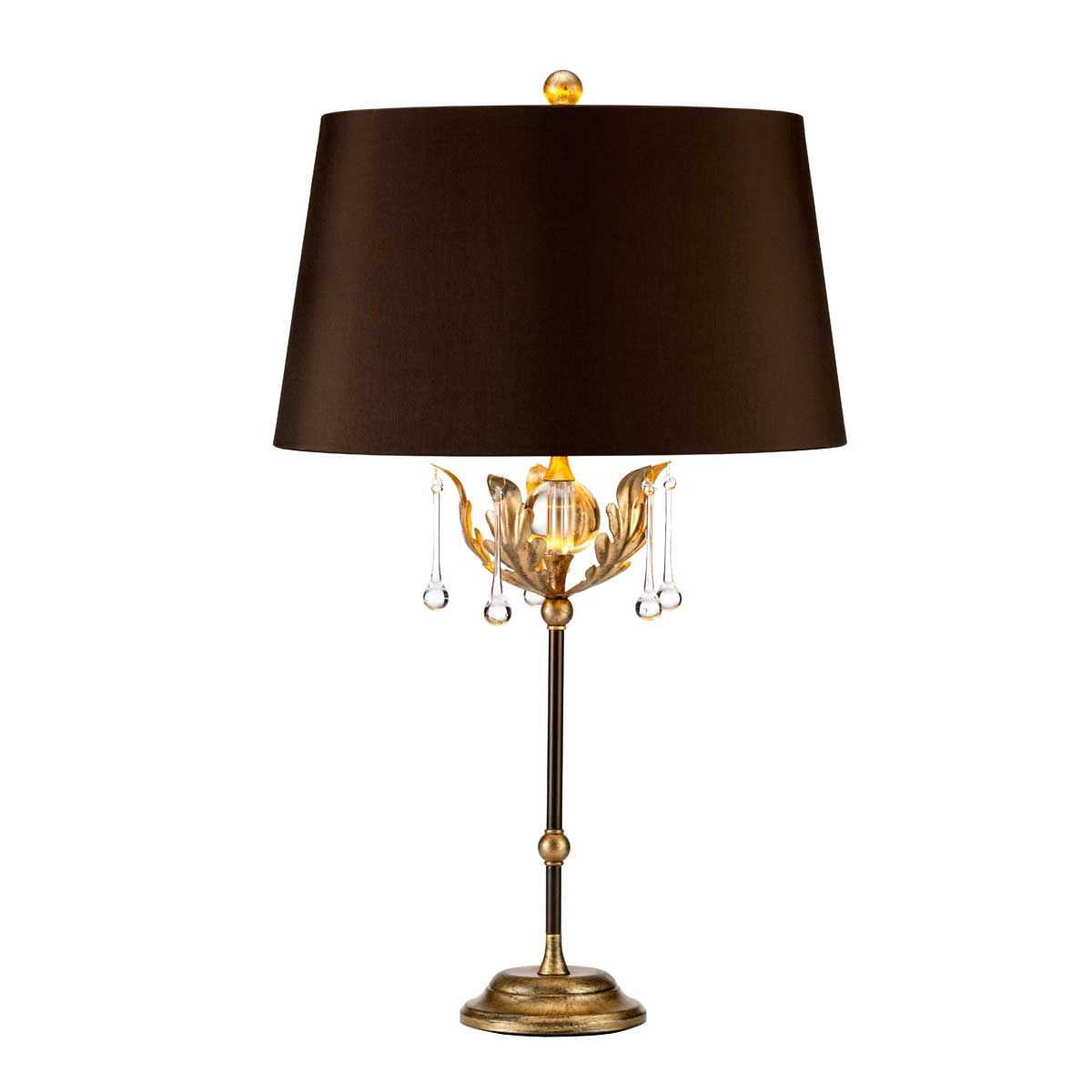 Amarilli 1-flammige Tischlampe mit braunem Schirm - Bronze mit goldener Patina