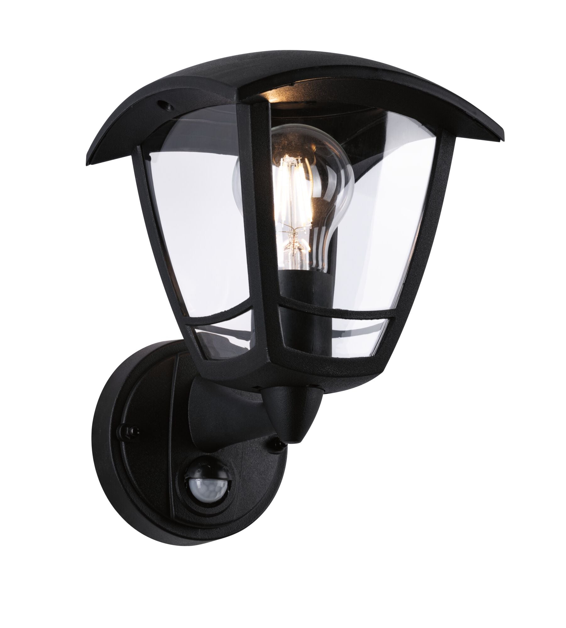 Außenwandleuchte Classic Curved Bewegungsmelder IP44 eckig 164x180mm max. 12W 230V Schwarz Kunststoff - Paulmann - 94647