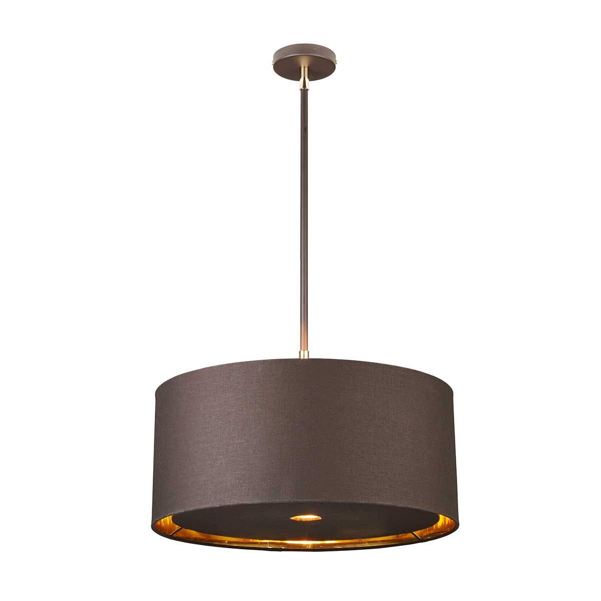 Pendelleuchte Balance 1-flammig - Braun/Poliertes Messing mit braunem Schirm