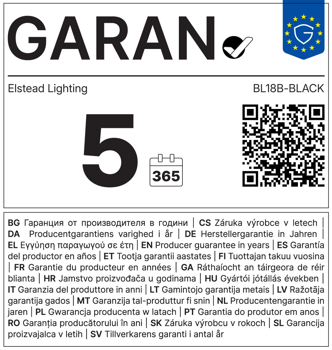 Garantie fabricant de 5 ans