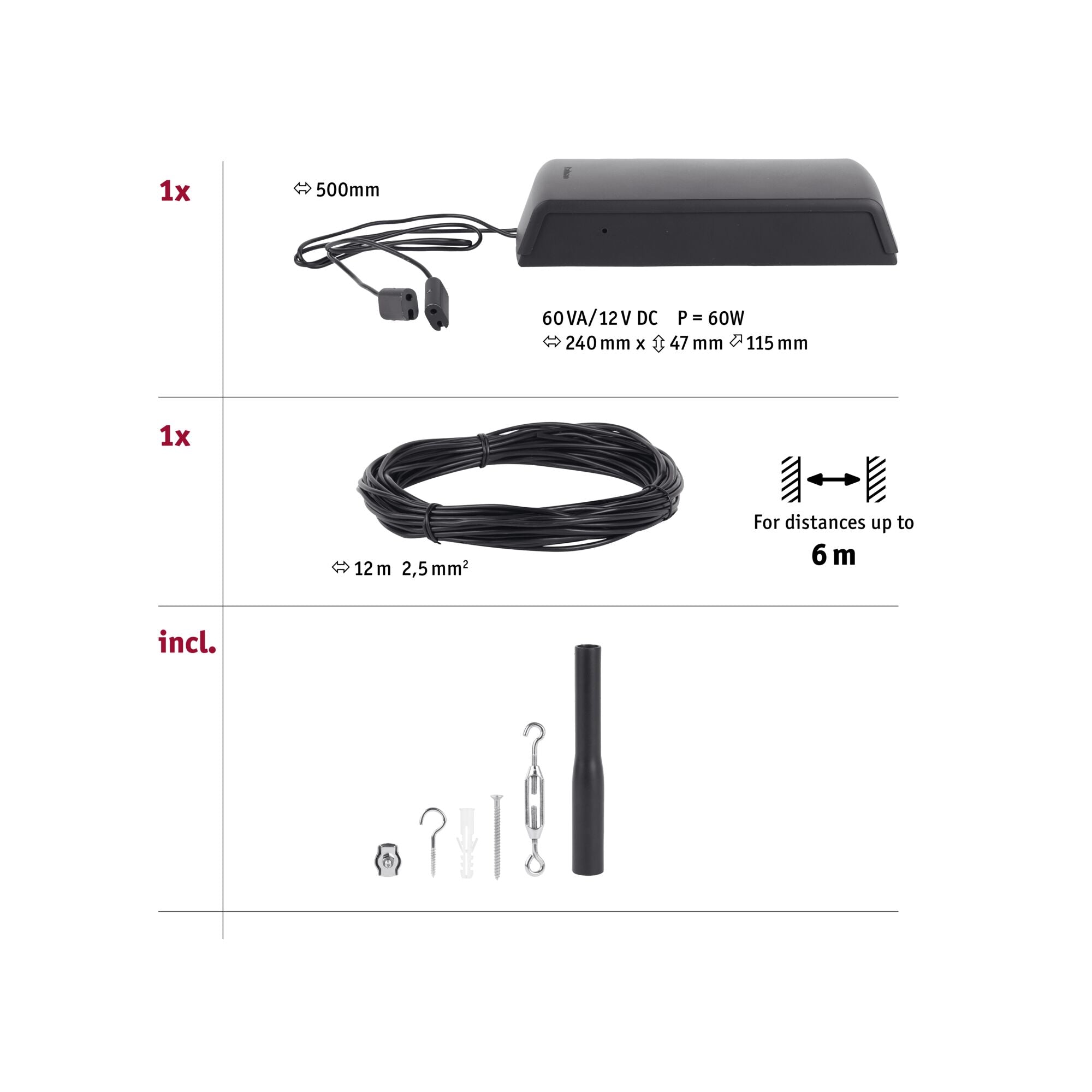 CorDuo Basisset max. 60W 230/12V Schwarz matt - Paulmann - 94496