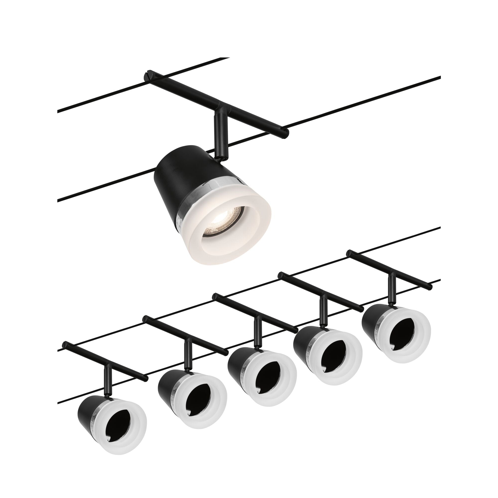 CorDuo Cone Basisset GU5,3 max. 5x10W 230/12V Schwarz matt/Chrom - Paulmann - 94463