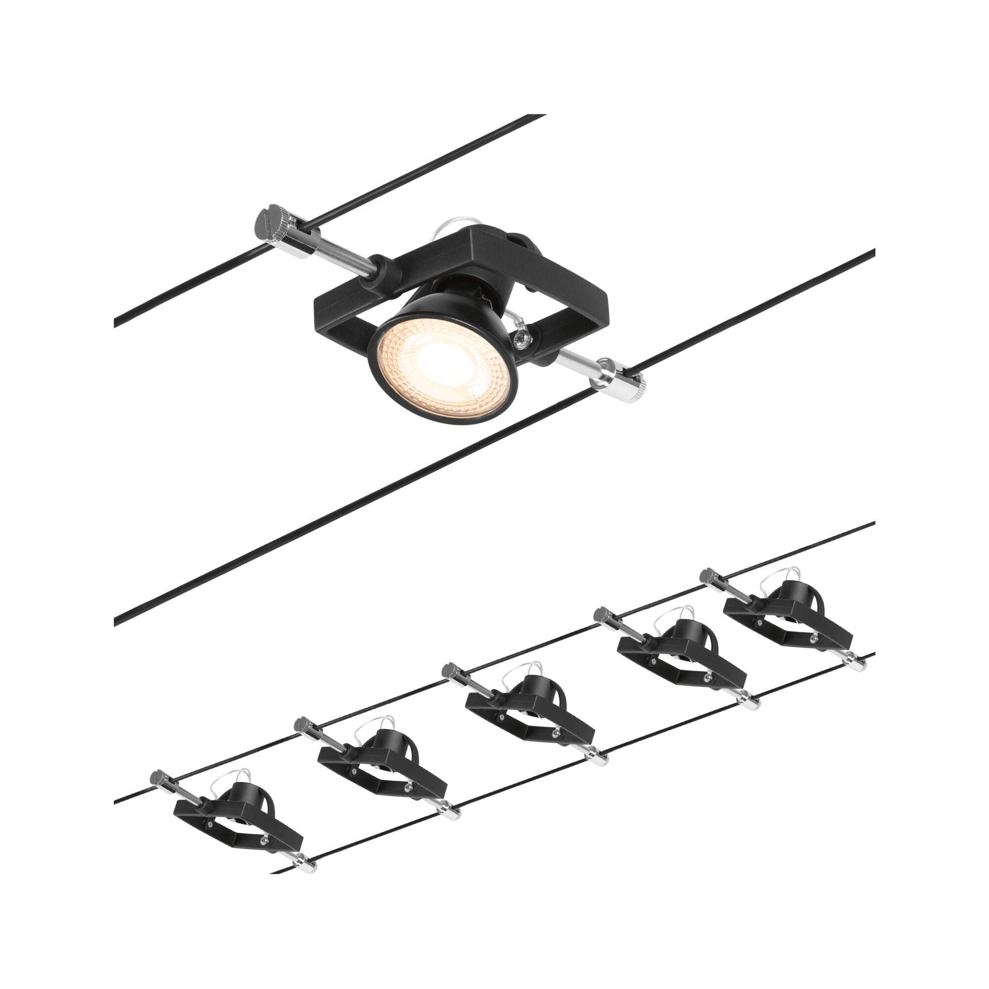 CorDuo Mac II Basisset GU5,3 max. 5x10W 230/12V Schwarz matt/Chrom - Paulmann - 94434
