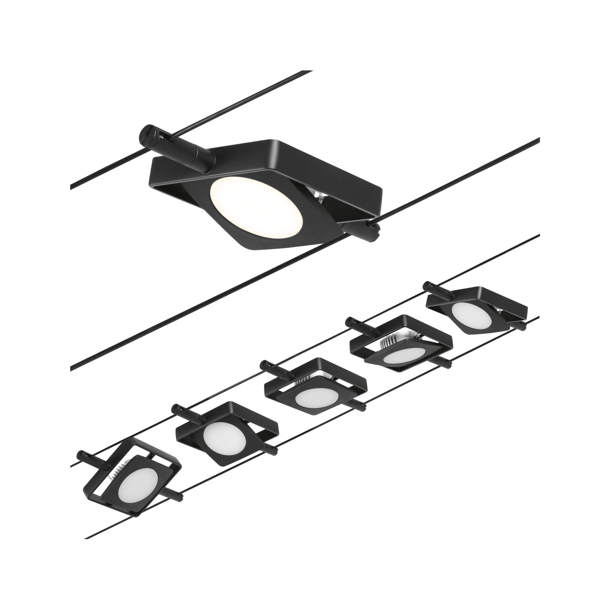 CorDuo MacLED Basisset 5x250lm 5x4,5W 3000K 230/12V Schwarz matt/Chrom - Paulmann - 94424