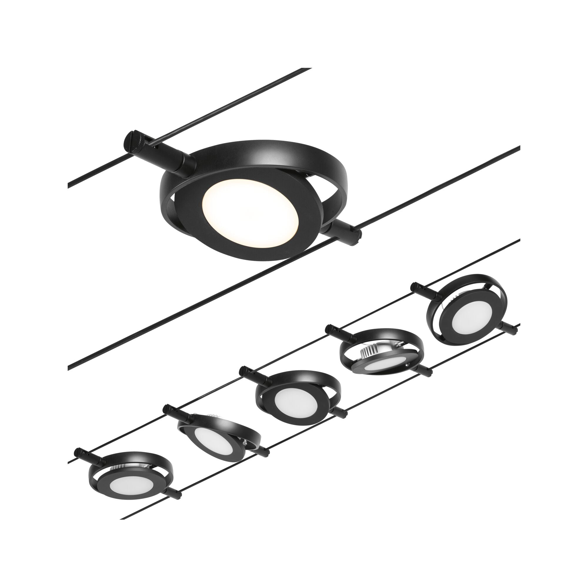 CorDuo RoundMac Basisset 5x200lm 5x4,5W 3000K 230/12V Schwarz matt/Chrom - Paulmann - 94418