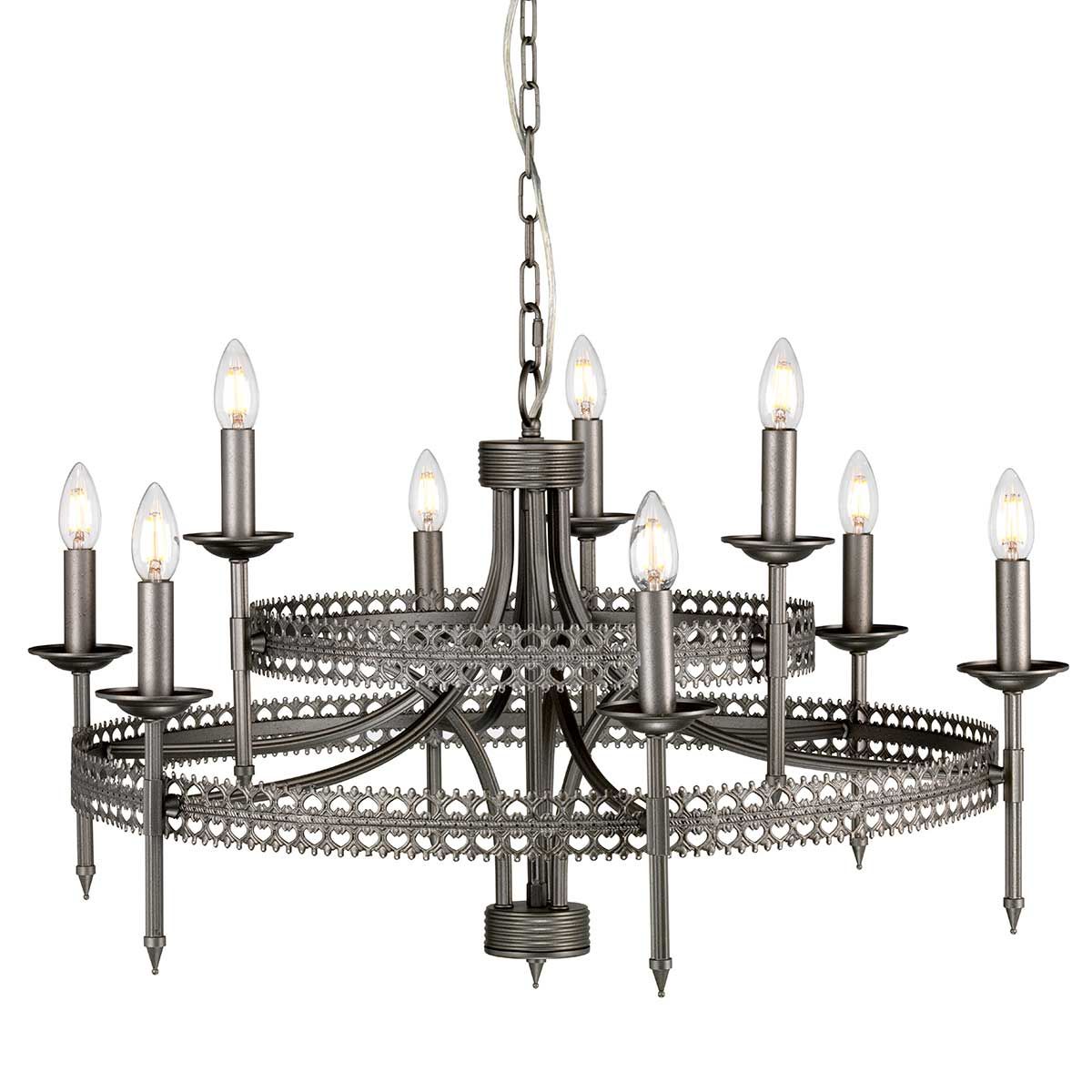 Kronleuchter Crown 9-flammig - Iron Gate