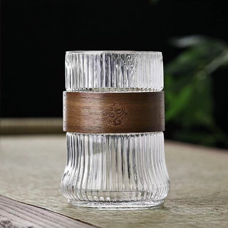 Design - Glas mit Holzmanschette – Vielseitig für Tee & Kaffee, 270–410 ml - leuchtengrosshandel24 - CJJT190987803CX