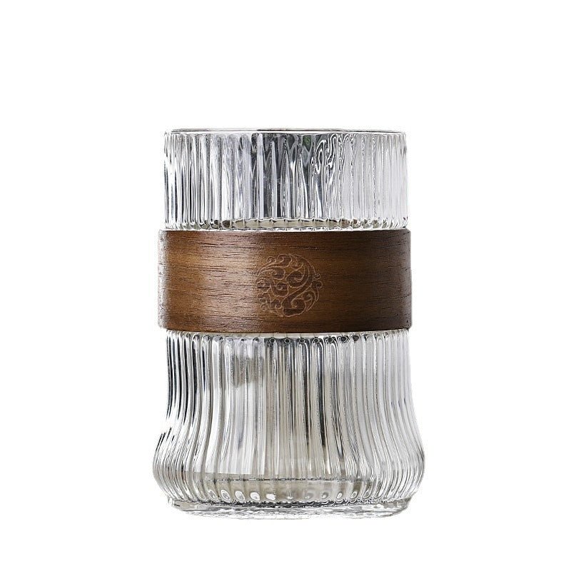 Design - Glas mit Holzmanschette – Vielseitig für Tee & Kaffee, 270–410 ml - leuchtengrosshandel24 - CJJT190987802BY