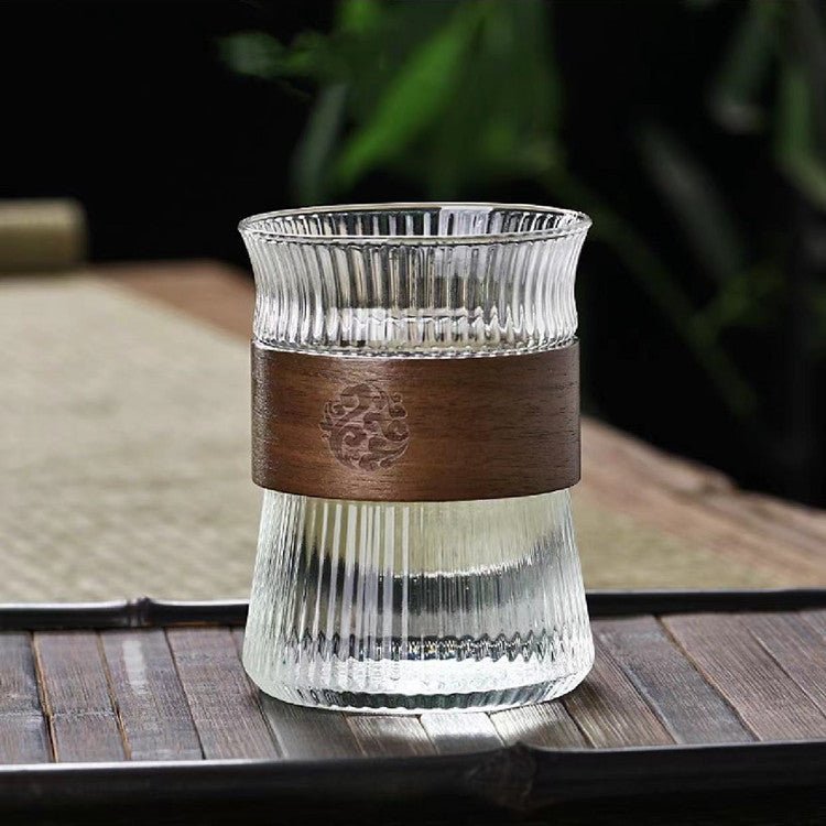 Design - Glas mit Holzmanschette – Vielseitig für Tee & Kaffee, 270–410 ml - leuchtengrosshandel24 - CJJT190987802BY