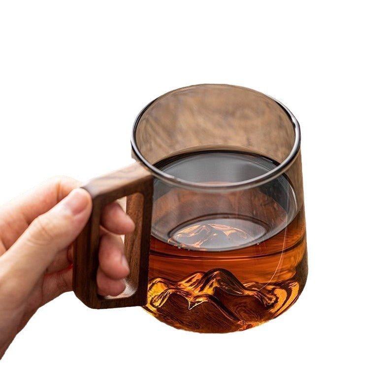 Design - Glastasse mit Holzgriff – perfekt für Tee & Kaffee - leuchtengrosshandel24 - CJYD228071401AZ