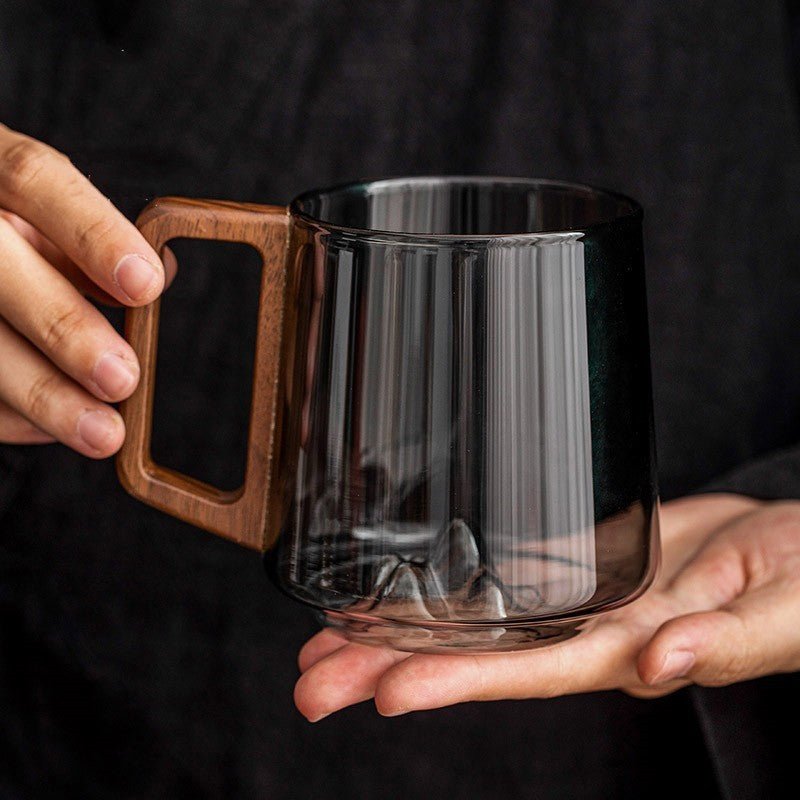 Design - Glastasse mit Holzgriff – perfekt für Tee & Kaffee - leuchtengrosshandel24 - CJYD228071401AZ