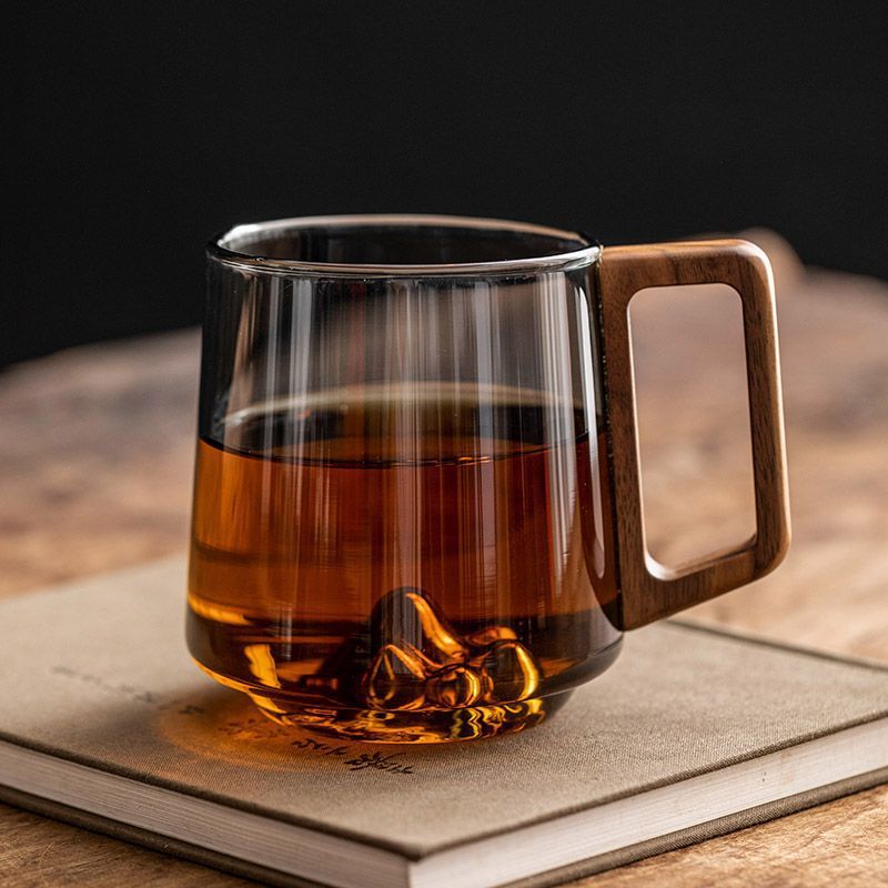 Design - Glastasse mit Holzgriff – perfekt für Tee & Kaffee - leuchtengrosshandel24 - CJYD228071401AZ