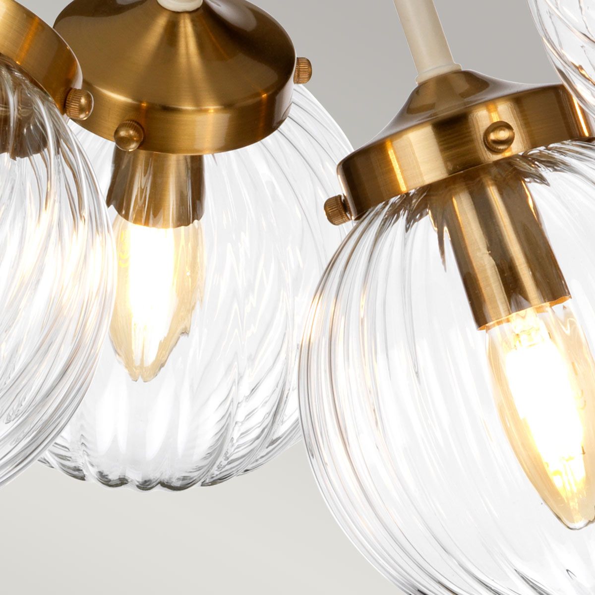 Pendelleuchte Cosmos 5-flammig - Cremefarben lackiertes und gealtertes Messing