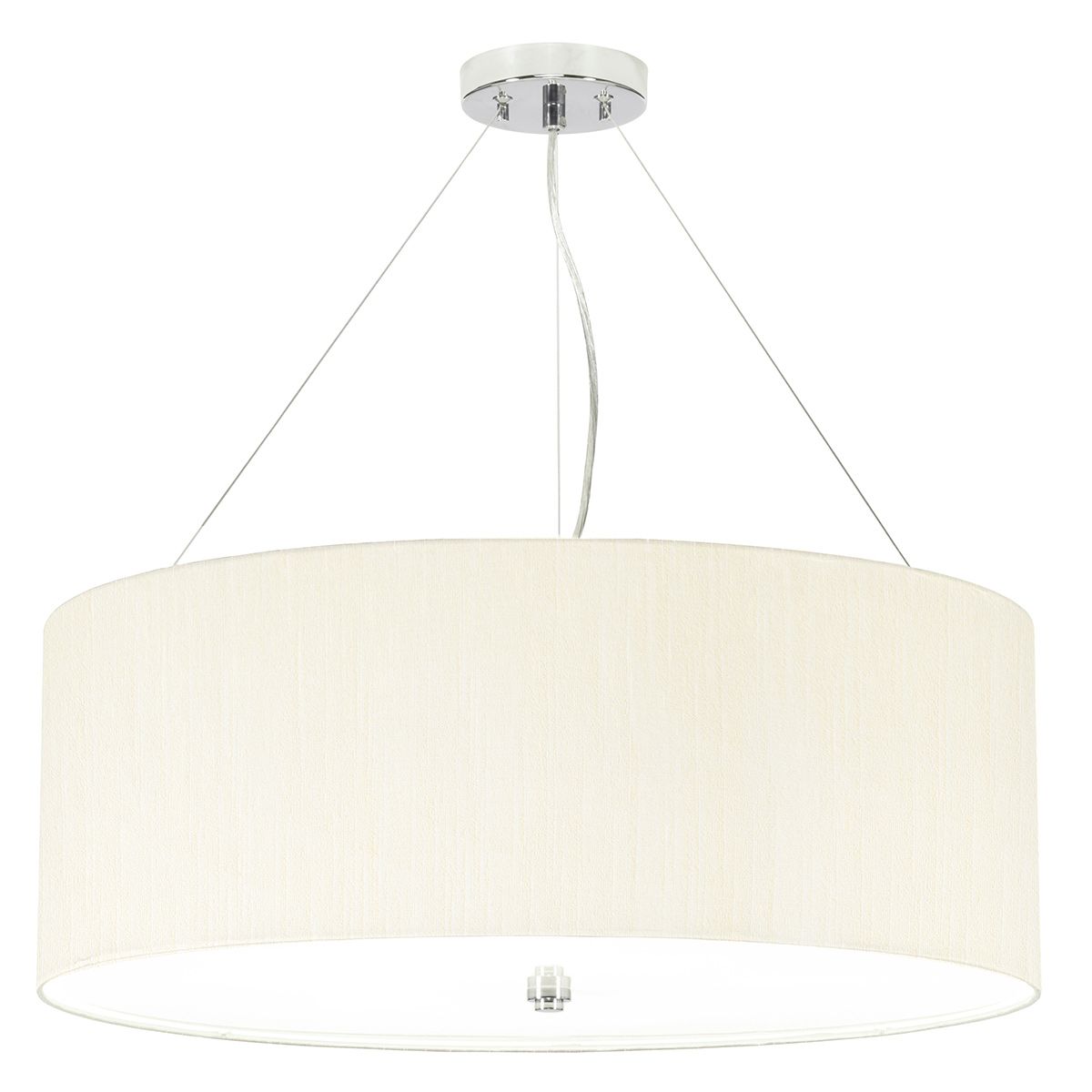 Pearce 26" Pendelleuchte mit Deckenplatte aus poliertem Chrom - Poliertes Chrom mit elfenbeinfarbenem Lampenschirm