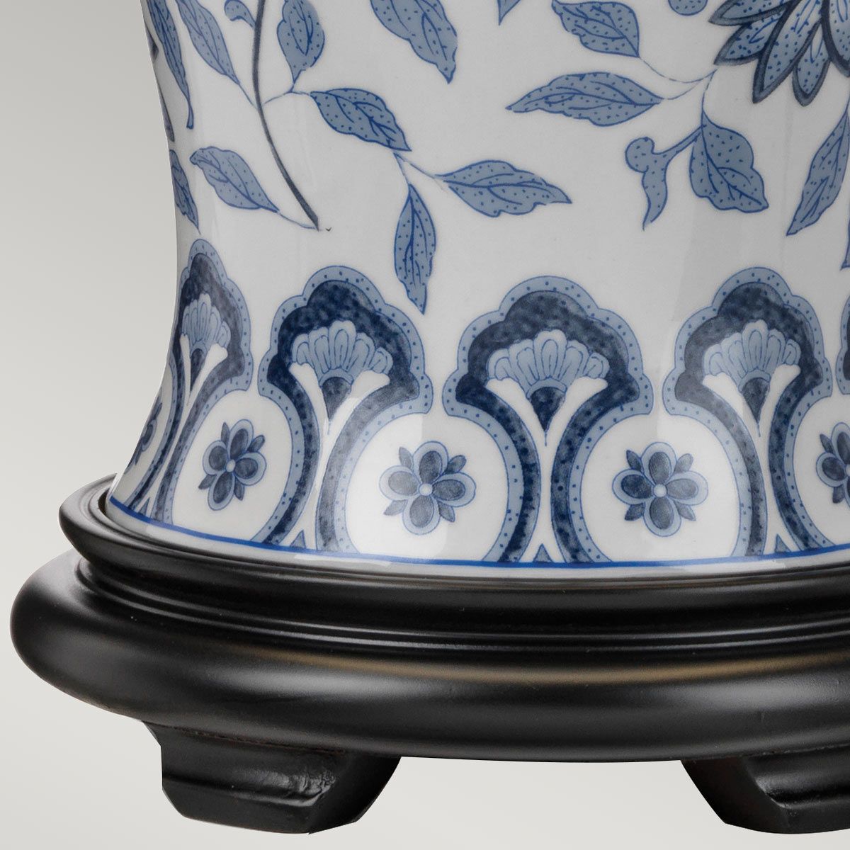 Tischlampe Ying 1-flammig - Blau und Weiß mit weißem Schirm