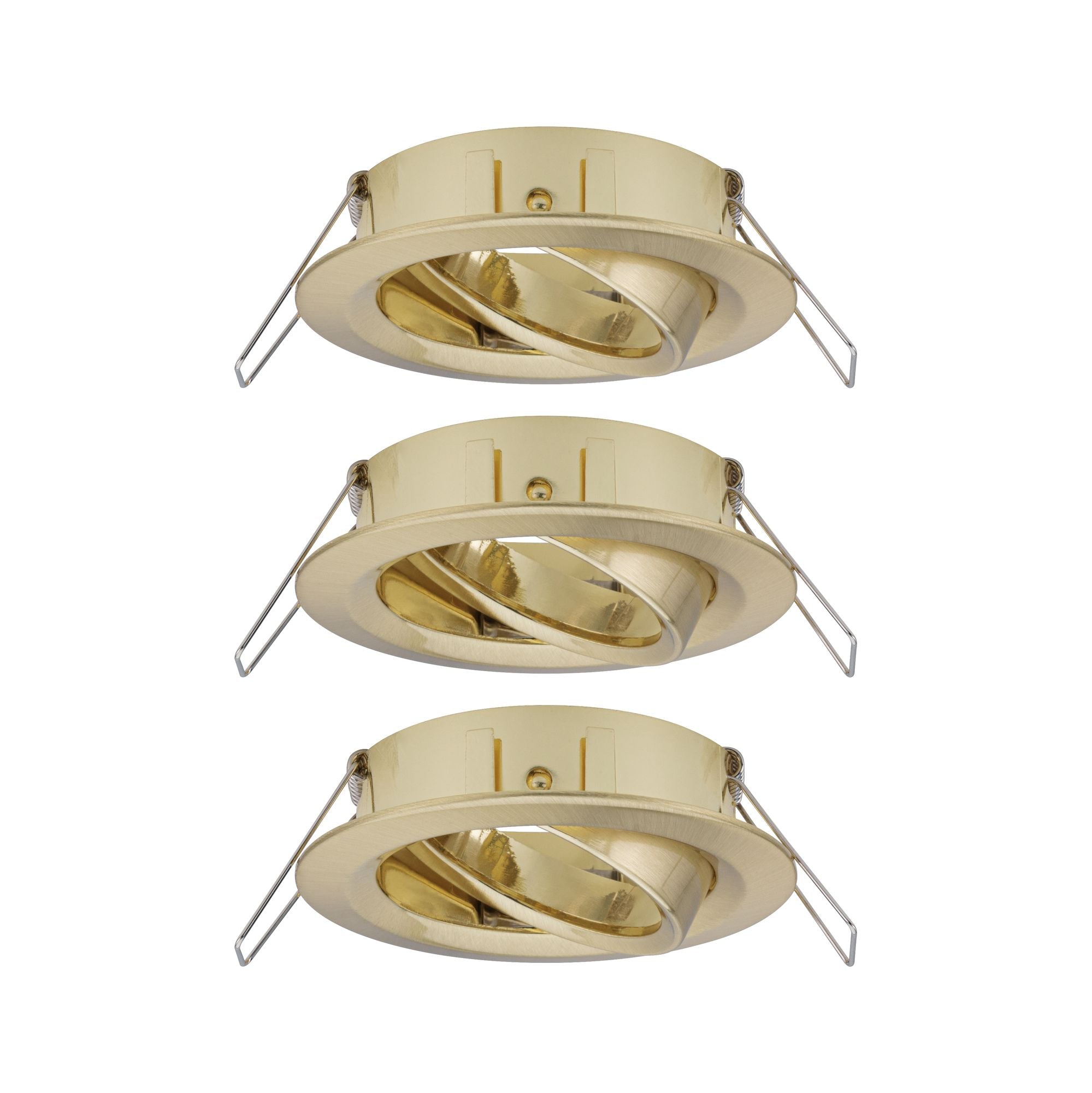 Einbauleuchte Choose Basisset schwenkbar rund 84mm 50° max. 3x10W 230V dimmbar Messing gebürstet - Paulmann - 92489